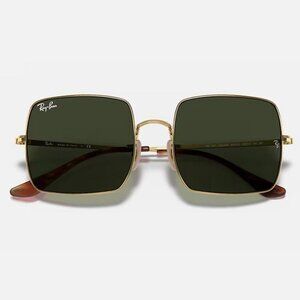 BRAND NEW Ray Ban 1971 square sunglasses, gold hardware/green lenses